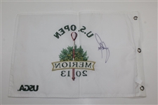 Justin Rose Signed 2013 US Open Championship at Merion Embroidered White Flag JSA ALOA