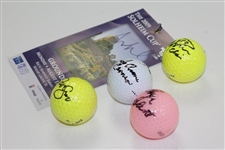 Four (4) LPGA Stars Signed Golf Balls with Signed 2009 Solheim Cup Ticket JSA ALOA