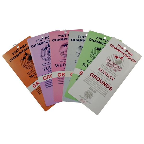 1989 PGA Championship at Kemper Lakes GC Ticket Set - Payne Stewart Winner