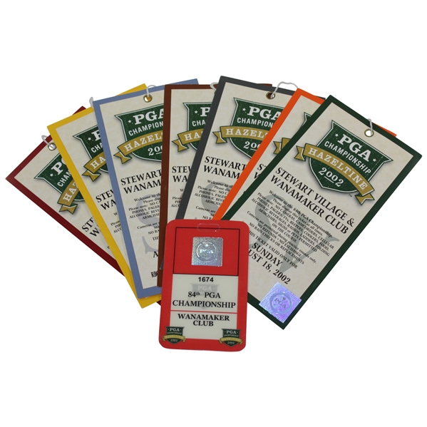 2002 PGA Championship at Valhalla Ticket Set with Wanamaker Club Badge - Rich Beem Winner