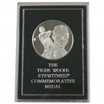 Franklin Mint Suppressed Tiger Woods Eyewitness Commemorative Sterling Silver Medal with Box & Stand