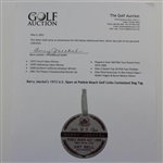 Barry Jaeckel's 1972 U.S. Open at Pebble Beach Golf Links Contestant Bag Tag
