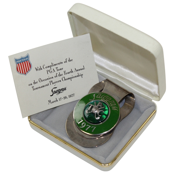 Barry Jaeckels 1977 TPC Sawgrass Contestant Clip/Badge With Case