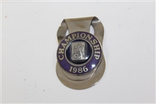 Barry Jaeckel's 1986 TPC Championship Contestant Clip/Badge With Case