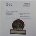 Barry Jaeckel's 1965 US Junior Amateur Open Golf Championship Contestant Badge