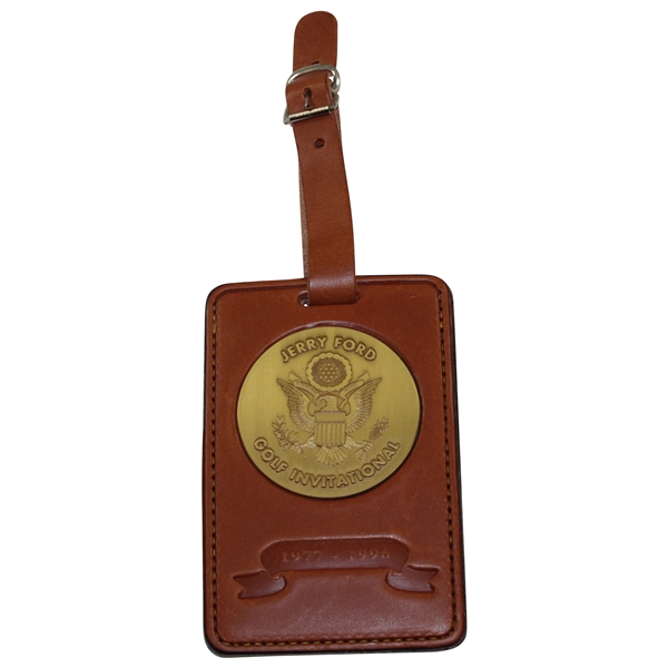 Barry Jaeckels 1977-1996 Jerry Ford Golf Invitational Leather Contestant Bag Tag