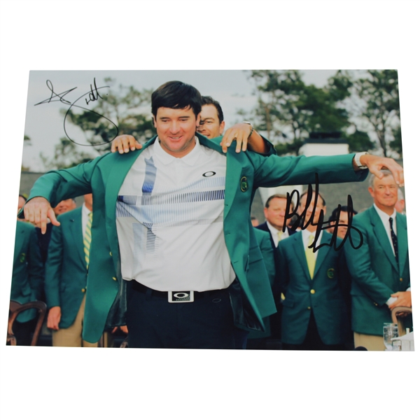 Adam Scott & Bubba Watson Signed 8x10 Green Jacket Ceremony Photo JSA ALOA