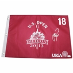 Justin Rose Signed 2013 US Open at Merion Red Screen Flag JSA #NN41177