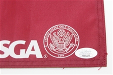 Justin Rose Signed 2013 US Open at Merion Red Screen Flag JSA #NN41177