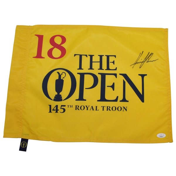 Henrik Stenson Signed 2016 OPEN at Royal Troon Yellow Screen Flag JSA #MM58964