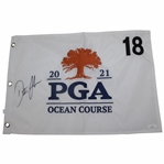 Dustin Johnson Signed 2021 PGA at Kiawah Island Ocean Course Embroidered Flag JSA #NN41178