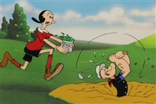 Popeye Golfing with Olive Oil Ltd Ed 194/200 Myron Waldman Framed Photo With Certificate Of Authenticity