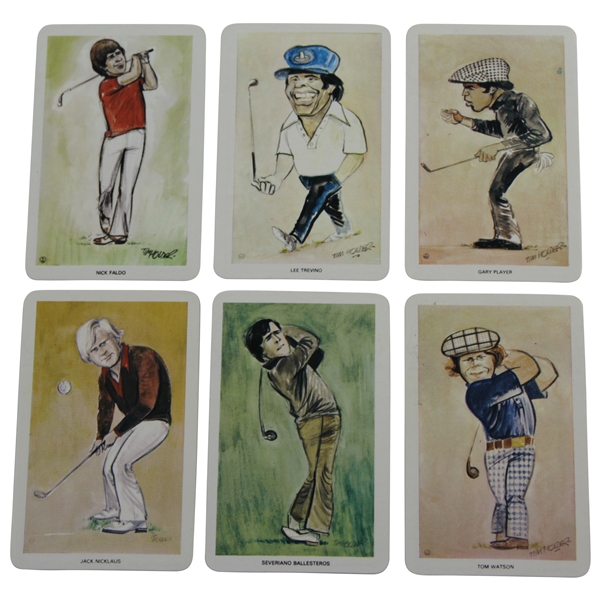 Set Of 6 Miniature Ltd Ed Flik Golf Cards - Nicklaus, Seve, Faldo, Trevino, Player, & Watson