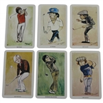 Set Of 6 Miniature Ltd Ed Flik Golf Cards - Nicklaus, Seve, Faldo, Trevino, Player, & Watson