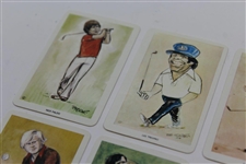 Set Of 6 Miniature Ltd Ed 'Flik Golf Cards' - Nicklaus, Seve, Faldo, Trevino, Player, & Watson