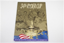 2001 Ryder Cup at The Belfry Course Guide, Booklet, Ticket, Newspaper, & Sergio Garcia Signed Large Sticker JSA ALOA