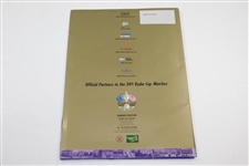 2001 Ryder Cup at The Belfry Course Guide, Booklet, Ticket, Newspaper, & Sergio Garcia Signed Large Sticker JSA ALOA