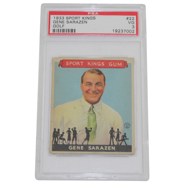 Gene Sarazen 1933 Sports Kings Gum Golf Card PSA Slabbed & Graded VG 3 19237002