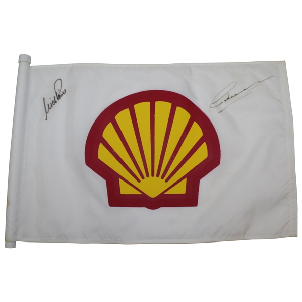 Greg Norman & Nick Price Signed Shells Wonderful World of Golf Tournament Flown Flag - 1995 JSA ALOA