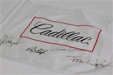 Champions Ray Floyd, Greg Norman, Tom Watson, & Fred Couples Signed Cadillac Tournament Flown Flag JSA ALOA