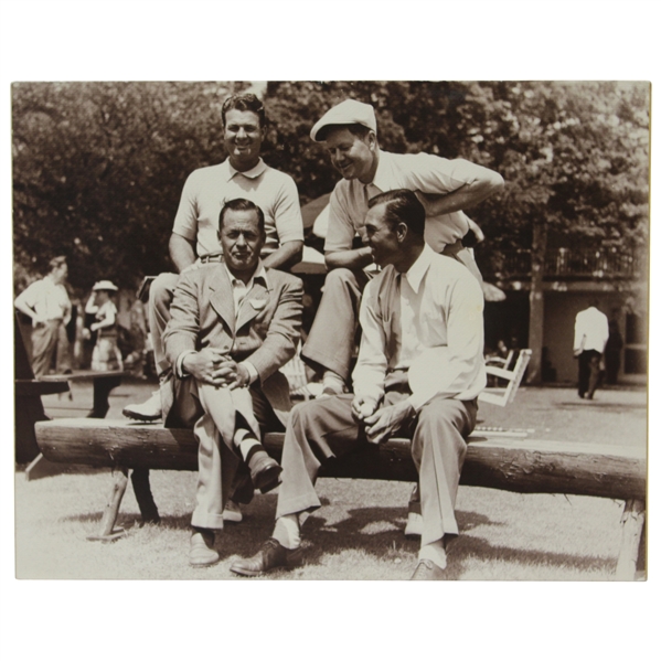 Bobby Jones, Ben Hogan, Jimmy Demaret, & Byron Nelson On Log At Augusta National Golf Club - Frank Christian Original Photo