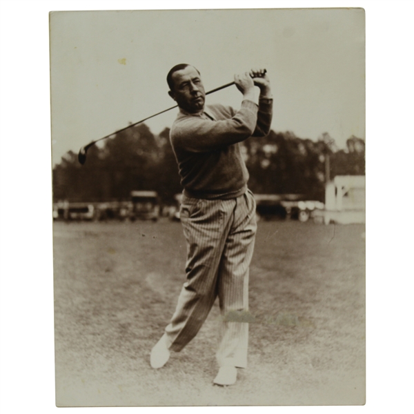 Walter Hagen In Sweater Knickers Following Through At Augusta National Golf Club - Frank Christian Original Photo