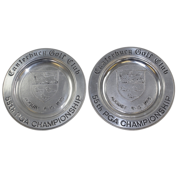 Pair of 1973 PGA Chanmpionship at Canterbury Golf Club Pewter Plates