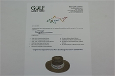 Greg Norman Signed Personal Worn Shark Logo Tan Straw Gambler Hat JSA ALOA