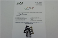 Greg Norman's Personal Used Set of Greg Norman Signature Forged Cobra Irons with Lead Tape 2-PW