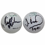 Ian Woosnam & Craig Stadler Signed Masters & Augusta National GC Logo Golf Balls JSA ALOA