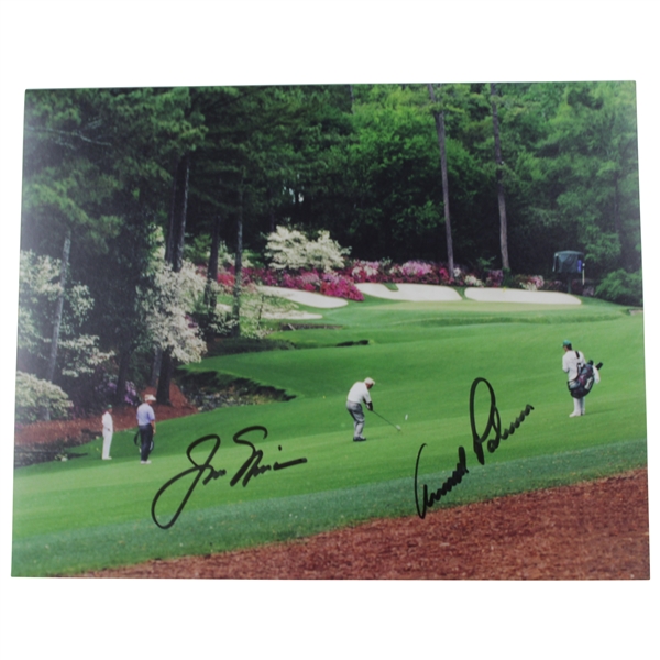 Jack Nicklaus & Arnold Palmer Signed 8x10 Photo At Amen Corner At Masters JSA ALOA