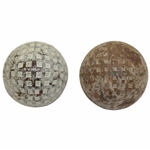 Two Vintage British Sized Square Mesh Golf Balls - Oxford & Dunlop