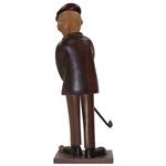 Carved Wood Golfer Man Figure Statue With Putter