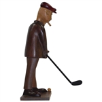 Carved Wood Golfer Man Figure Statue With Putter