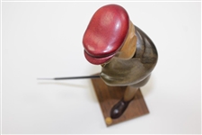 Carved Wood Golfer Man Figure Statue With Putter