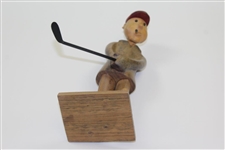 Carved Wood Golfer Man Figure Statue With Putter