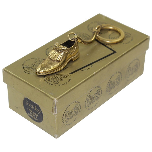 1960s Gold Tone Foot Joy Shoe Pendant In Box