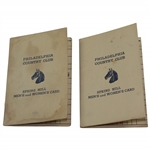 Two Vintage Philadelphia Country Club Scorecards with Stymie Gauge