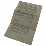 1945 U.S.G.A. Press Release - World War II Cancel US Open & Golf Ball Shortage