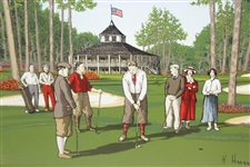 H. Hargrove Framed Canvas Print Augusta National Putting Green JSA ALOA