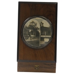Vintage Wooden Magnifying Glass Box With Metropolitan Series. Golfer Photo