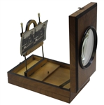 Vintage Wooden Magnifying Glass Box With Metropolitan Series. Golfer Photo