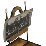 Vintage Wooden Magnifying Glass Box With Metropolitan Series. Golfer Photo
