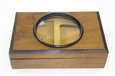 Vintage Wooden Magnifying Glass Box With Metropolitan Series. Golfer Photo