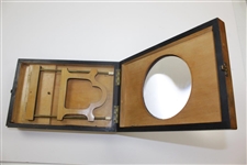 Vintage Wooden Magnifying Glass Box With Metropolitan Series. Golfer Photo