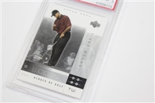 Tiger Woods 2001 Upper Deck Heroes Of Golf National Promo Golf Card PSA 9