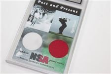 Tiger Woods & Bobby Jones Past & Present Shirt Authentic NSA Cut Golf Card With Certificate Of Authenticity 