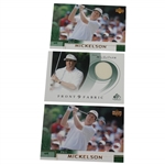 Phil Mickleson 2002 Front 9 Fabric F9S-PM Golf Card with Two 2002 #41 Rookie Golf Cards