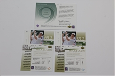 Phil Mickleson 2002 Front 9 Fabric F9S-PM Golf Card with Two 2002 #41 Rookie Golf Cards