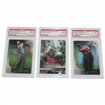 Three (3) Tiger Woods 2004 UDA PSA Slabbed Cards - Championship Portfolio(x2) & Salute - Mint 9, Mint 9, & EX-MT+ 6.5